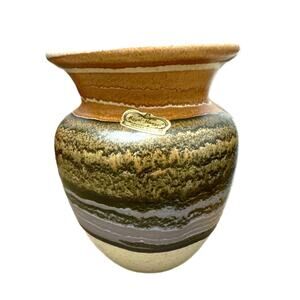 Vintage Royal Haeger USA Vase Earth Striped Southwestern Glaze 5.5” T X 4.25” W